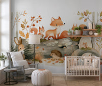Woodland Friends in Autumn Forest Wall Mural