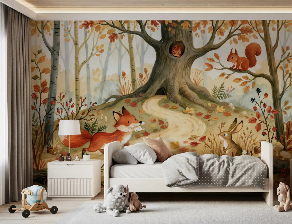 Autumn Woodland Animal Friends Wall Mural
