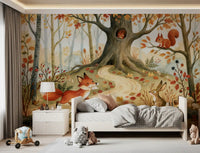 Autumn Woodland Animal Friends Wall Mural
