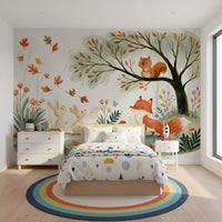 Autumn Woodland Friends Illustration Wall Mural