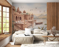 The Sacred Ghats at Dawn Wall Mural