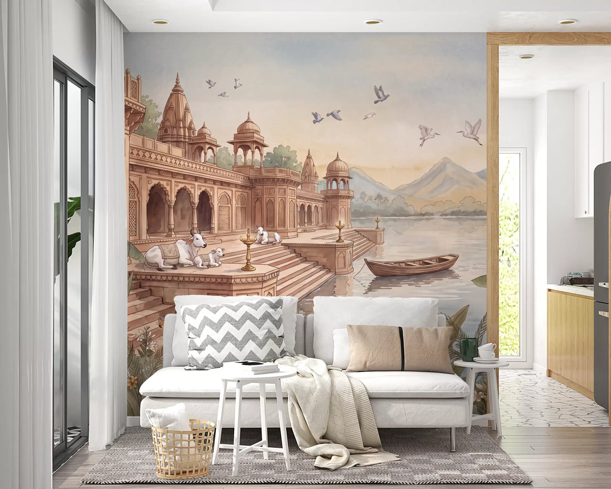 The Sacred Ghats at Dawn Wall Mural