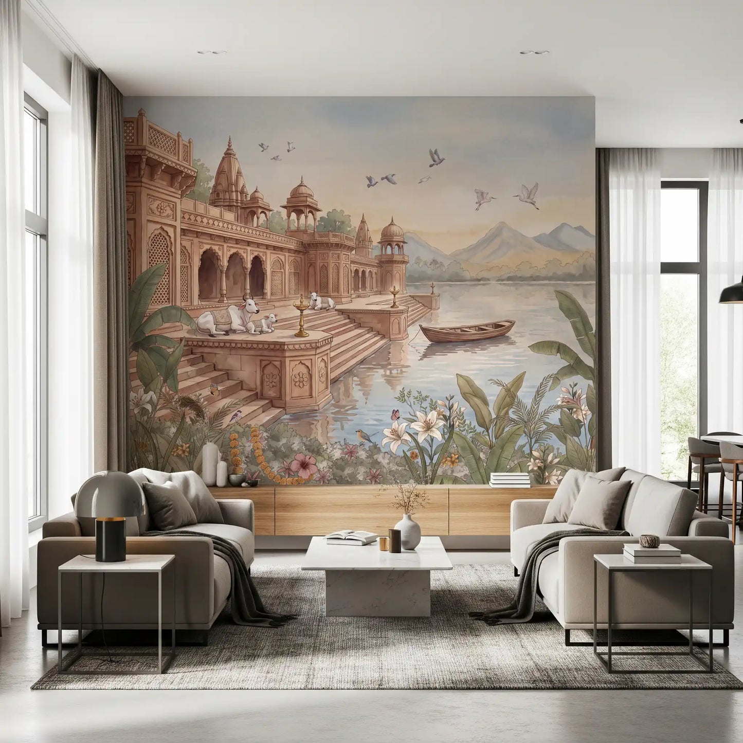 The Sacred Ghats at Dawn Wall Mural