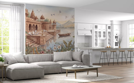 The Sacred Ghats at Dawn Wall Mural