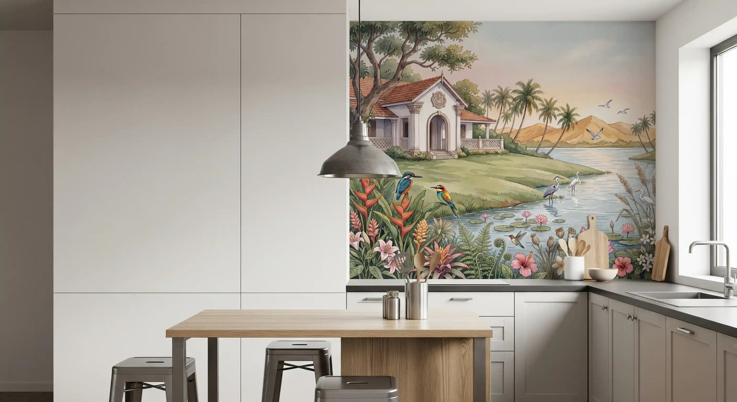 The Tropical Lake Estate Wall Mural