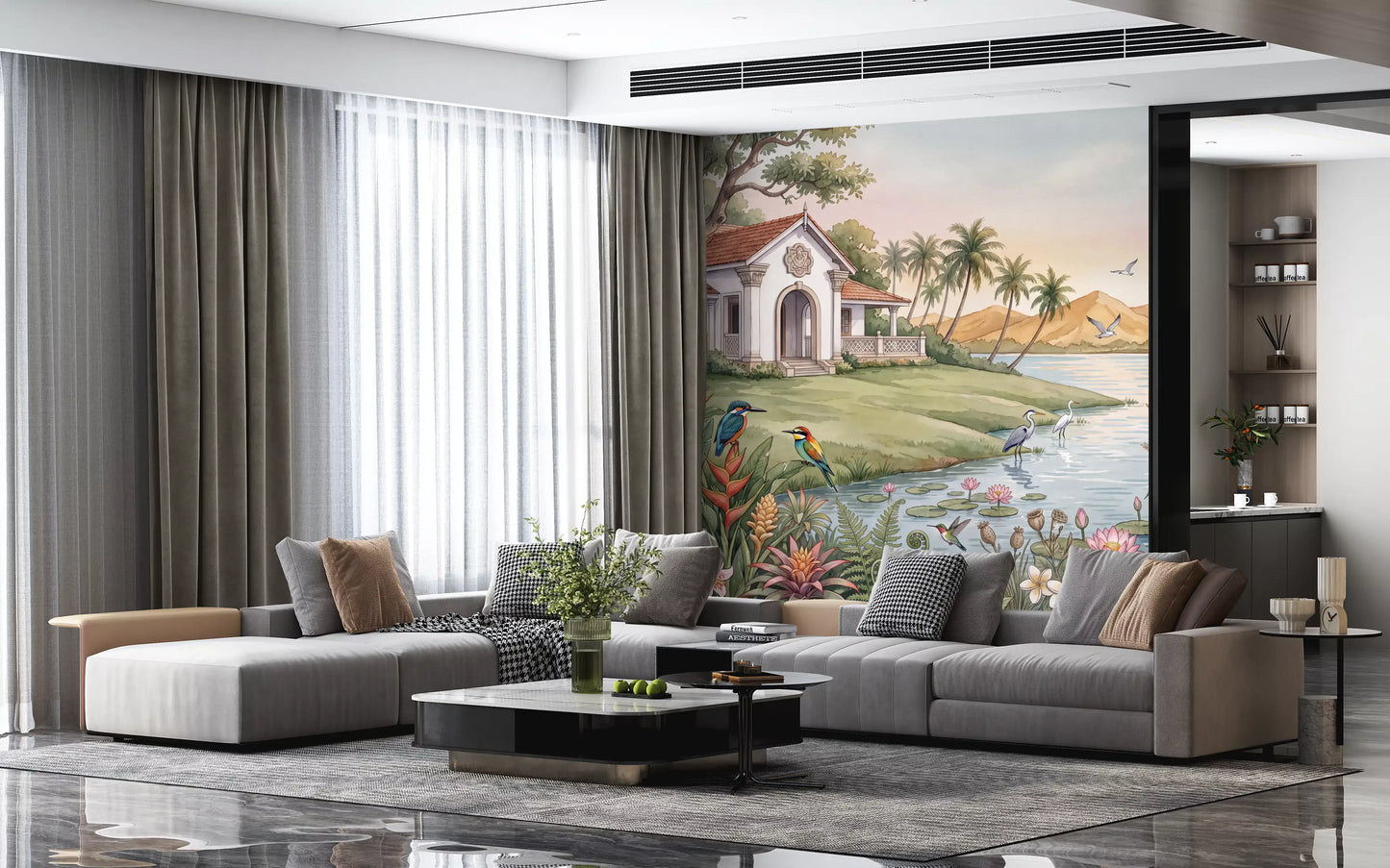 The Tropical Lake Estate Wall Mural