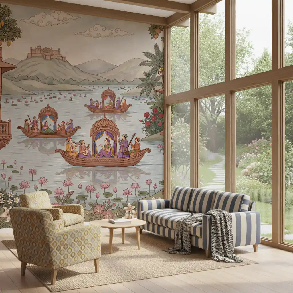 Pichwai Lake Reverie Wall Mural