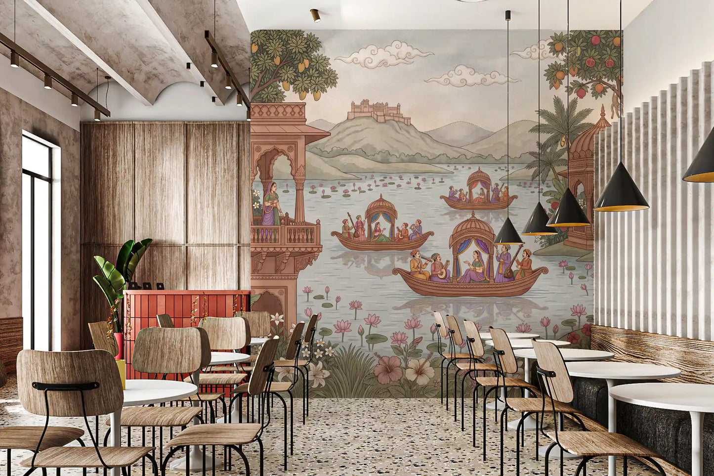 Pichwai Lake Reverie Wall Mural