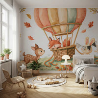 Woodland Autumn Animal Balloon Friends Wall Mural