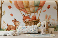 Woodland Autumn Animal Balloon Friends Wall Mural