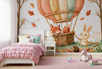 Woodland Autumn Animal Balloon Friends Wall Mural