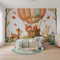 Woodland Autumn Animal Balloon Friends Wall Mural