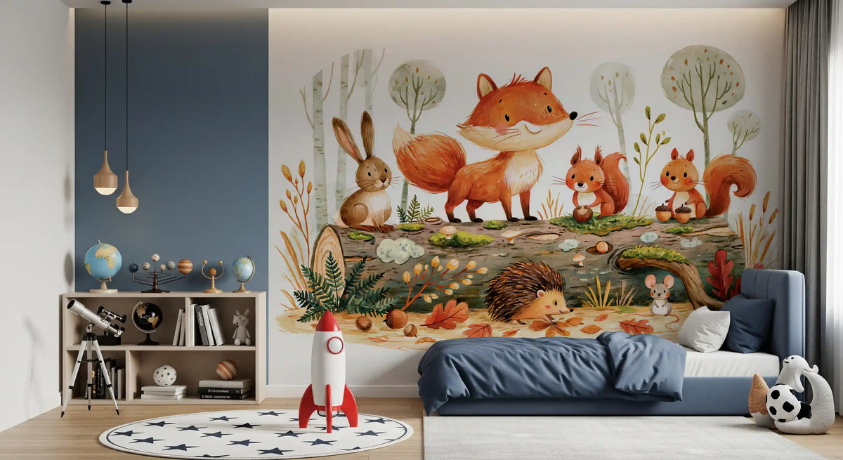 Forest Friends Autumnal Woodland Gathering Wall Mural