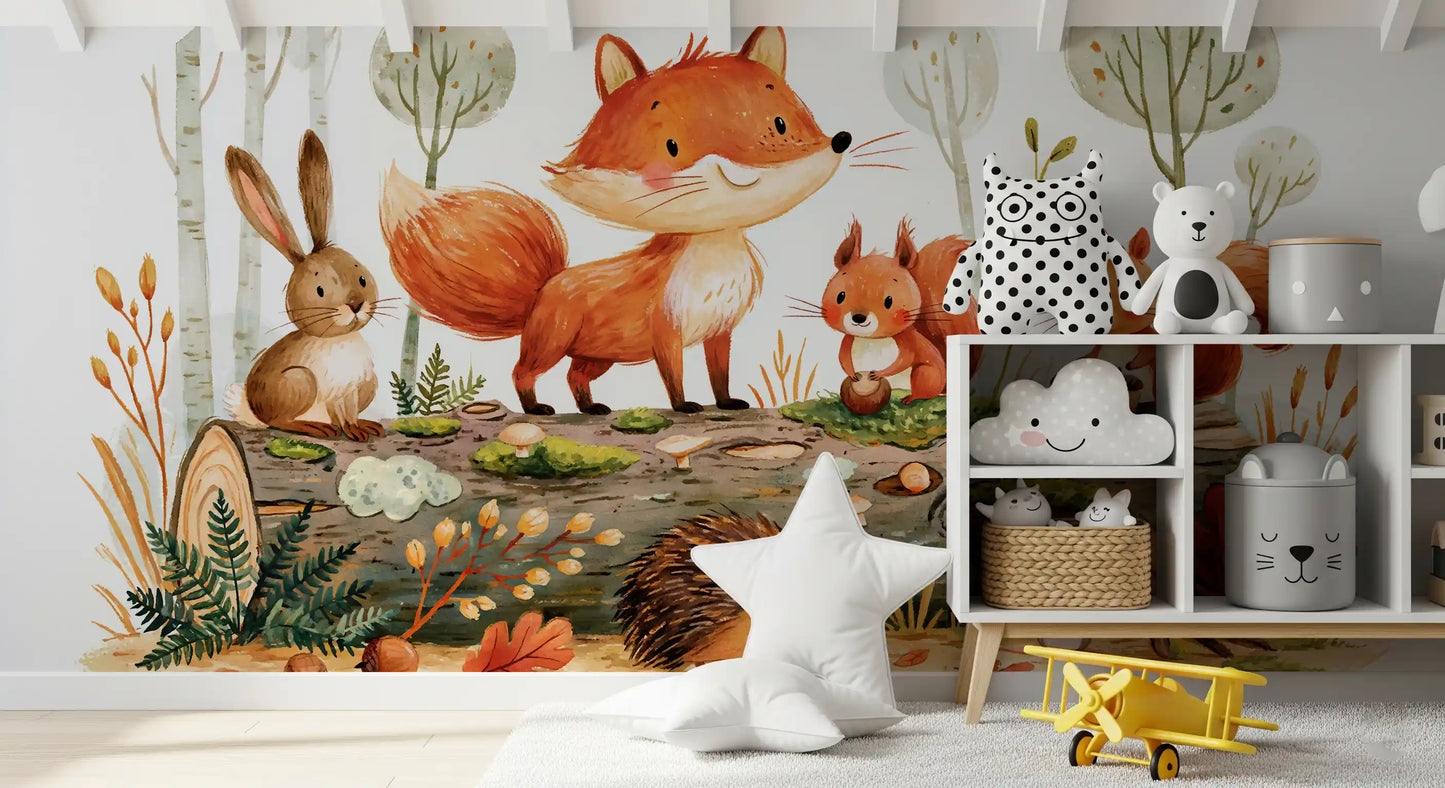 Forest Friends Autumnal Woodland Gathering Wall Mural