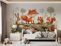 Forest Friends Autumnal Woodland Gathering Wall Mural