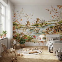 Autumnal Woodland Friends Mice Forest Adventure Wall Mural