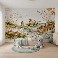 Autumnal Woodland Friends Mice Forest Adventure Wall Mural
