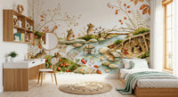 Autumnal Woodland Friends Mice Forest Adventure Wall Mural