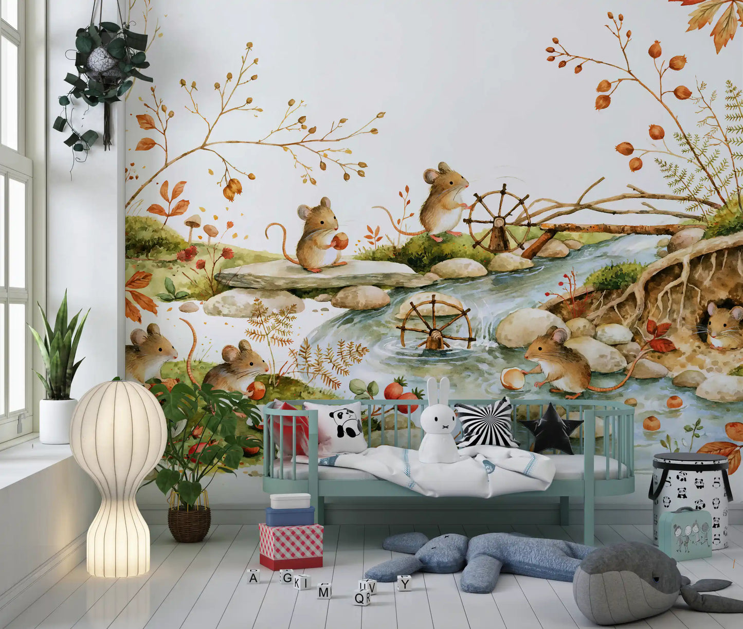 Autumnal Woodland Friends Mice Forest Adventure Wall Mural