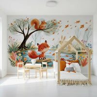 Woodland Friends Fox  Autumnal Stream Wall Mural