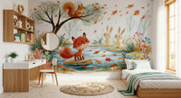 Woodland Friends Fox  Autumnal Stream Wall Mural