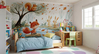 Woodland Friends Fox  Autumnal Stream Wall Mural