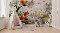 Woodland Friends Fox  Autumnal Stream Wall Mural
