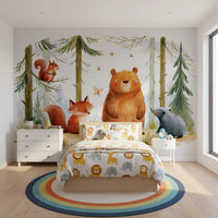 Whimsical Woodland Friends in a Autumnal Forest  Wall Mural