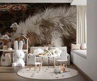 White Persian Cat on Mediterranean Tiles Wall Mural