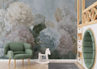Vintage Hydrangea and Peony Floral Wall Mural