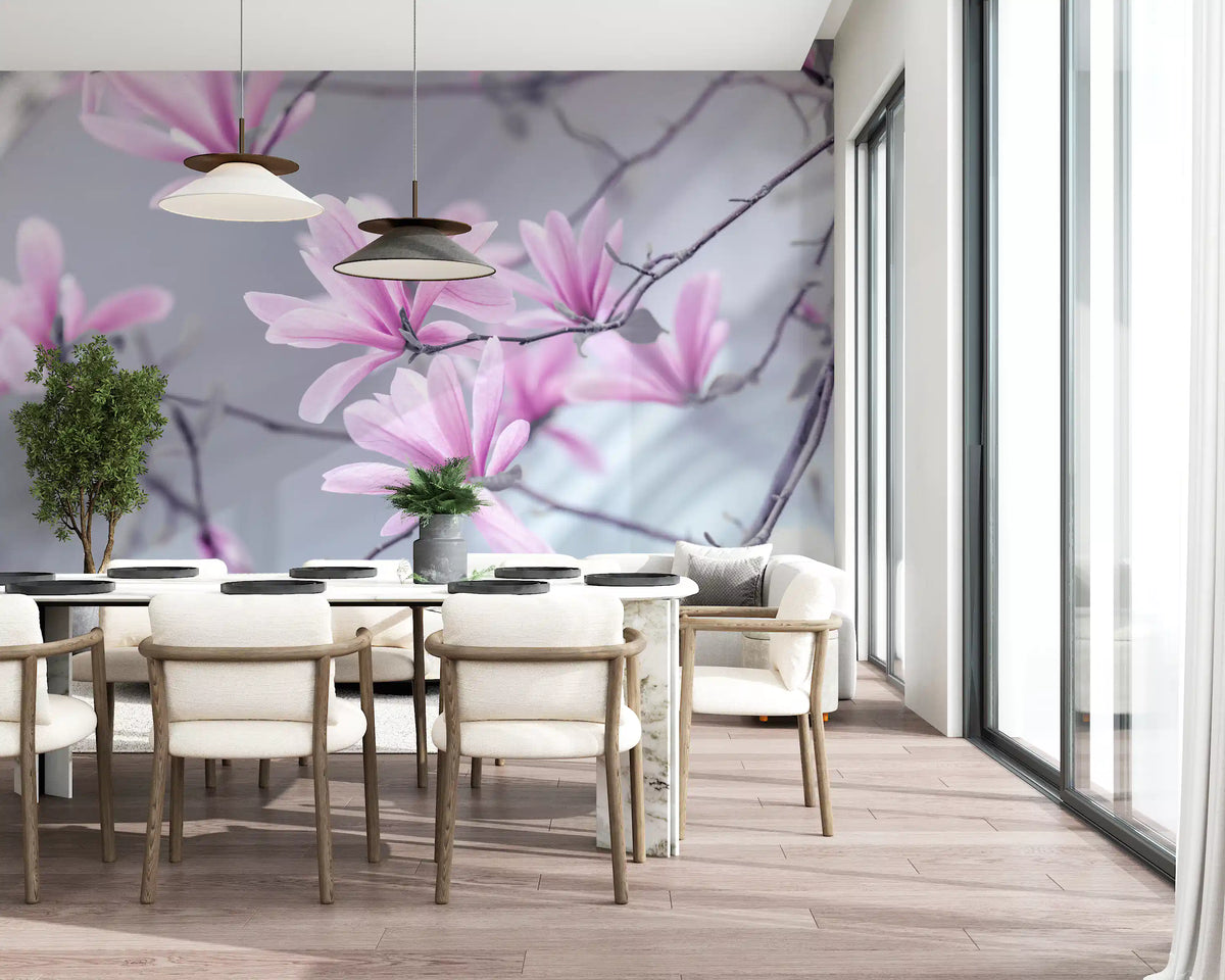 Abstract Pink Floral Branches Wall Mural