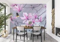 Abstract Pink Floral Branches Wall Mural