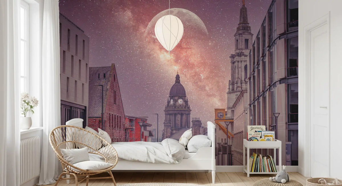 Cosmic Cityscape Architectural Vista Wall Mural