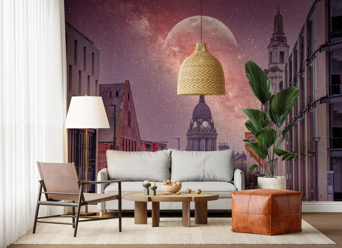 Cosmic Cityscape Architectural Vista Wall Mural