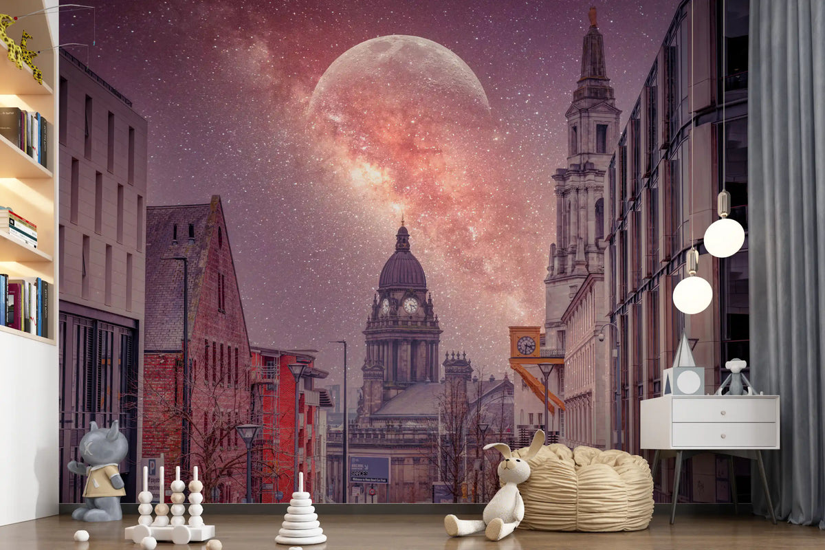 Cosmic Cityscape Architectural Vista Wall Mural