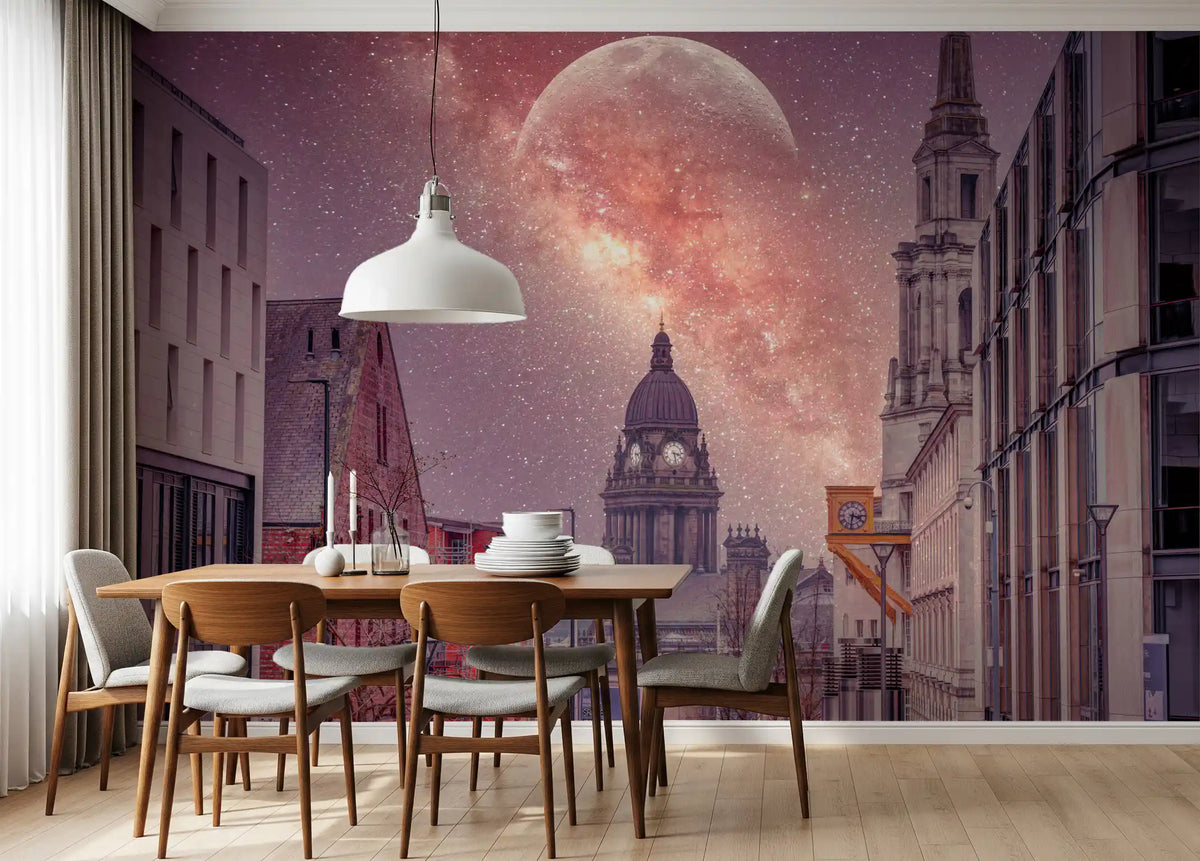 Cosmic Cityscape Architectural Vista Wall Mural
