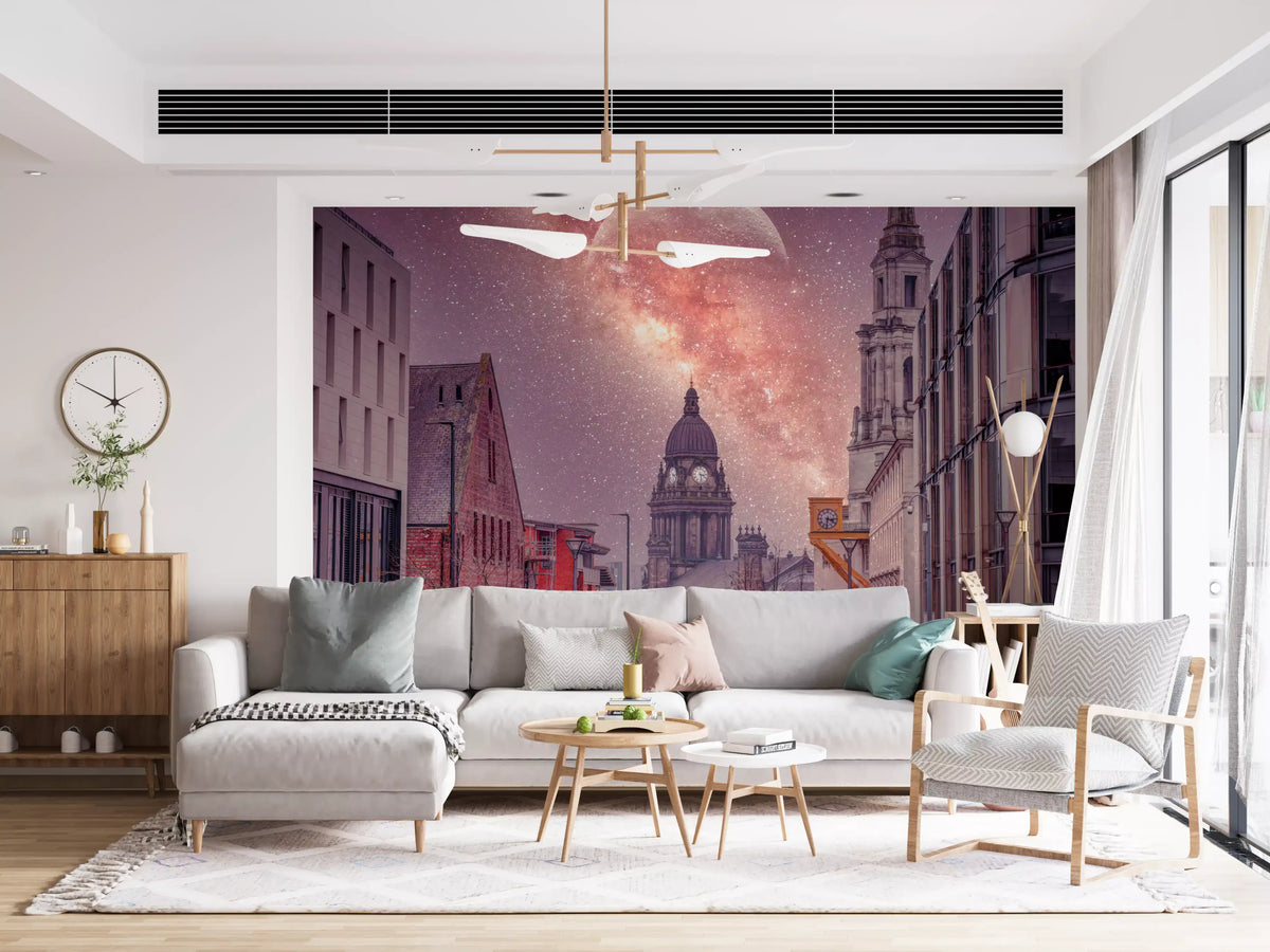 Cosmic Cityscape Architectural Vista Wall Mural