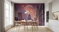 Cosmic Cityscape Architectural Vista Wall Mural