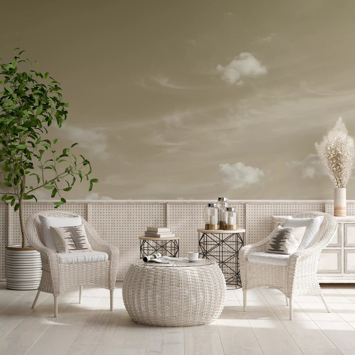 Muted Clouds Ethereal Horizon Wall Mural