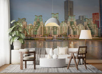 Modern Urban Glass Waterfront Wall Mural