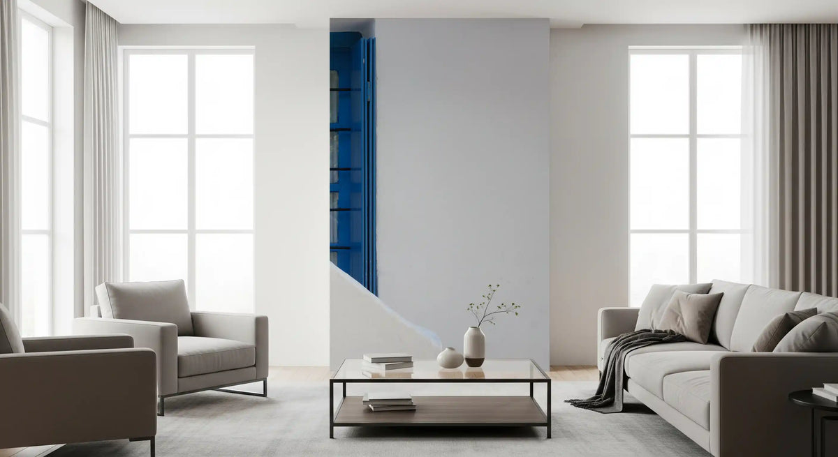 Minimalist Mediterranean Plaster and Shutter Wall Mural