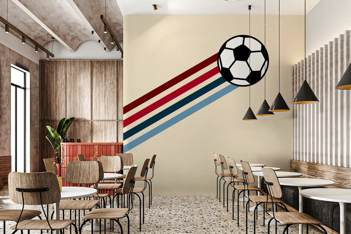 Minimalist Soccer Retro Stripes Wall Mural