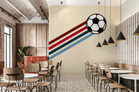 Minimalist Soccer Retro Stripes Wall Mural
