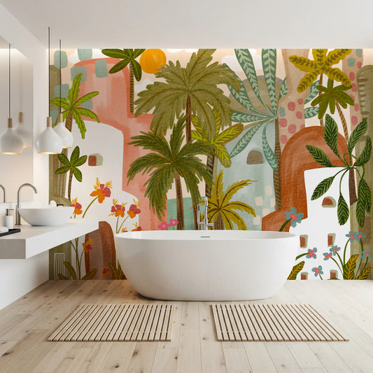 Mediterranean Palm Oasis Wall Mural
