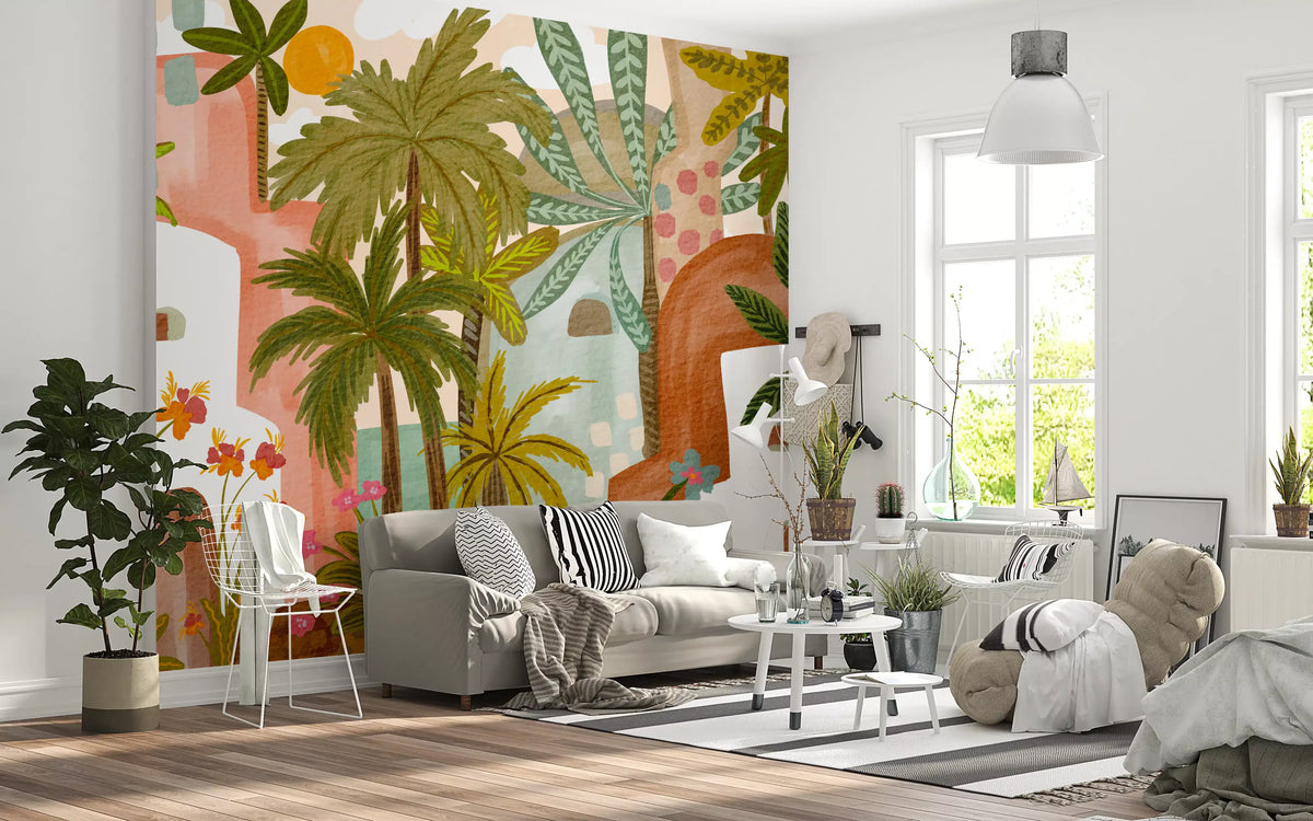 Mediterranean Palm Oasis Wall Mural