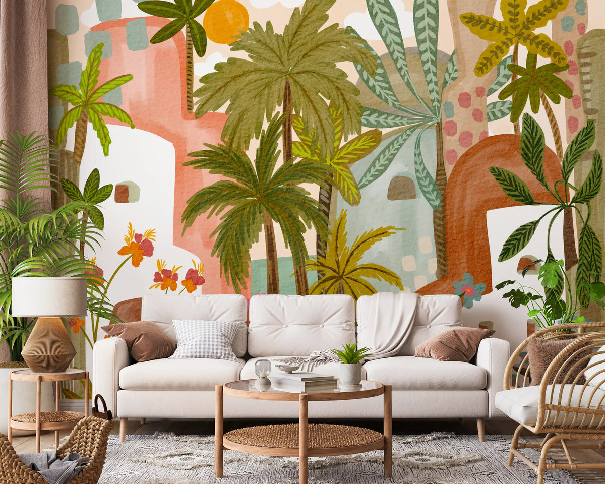 Mediterranean Palm Oasis Wall Mural
