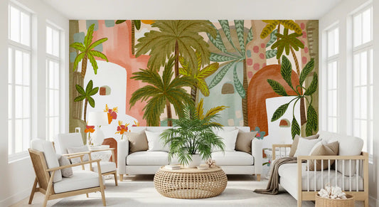 Mediterranean Palm Oasis Wall Mural