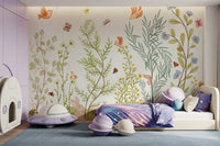 Enchanted Meadow Botanical Scene Wall Mural