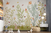 Enchanted Meadow Botanical Scene Wall Mural