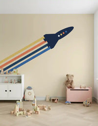 Retro Rocket Blast Off Space Wall Mural